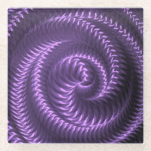 Create Your Own - Metallic Spiral - Purple  Glass Coaster (Front)