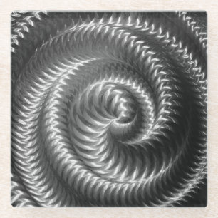 Create Your Own - Metallic Spiral - Silver Glass Coaster