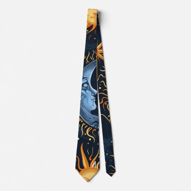 Create Your Own Midnight Blue & Gold Celestial Tie (Front)