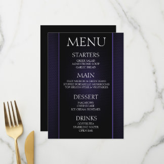 Create Your Own - Minimalist Black Indigo Event Menu