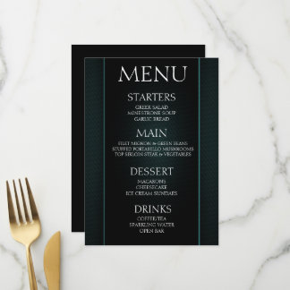 Create Your Own - Minimalist Black Teal Event Menu