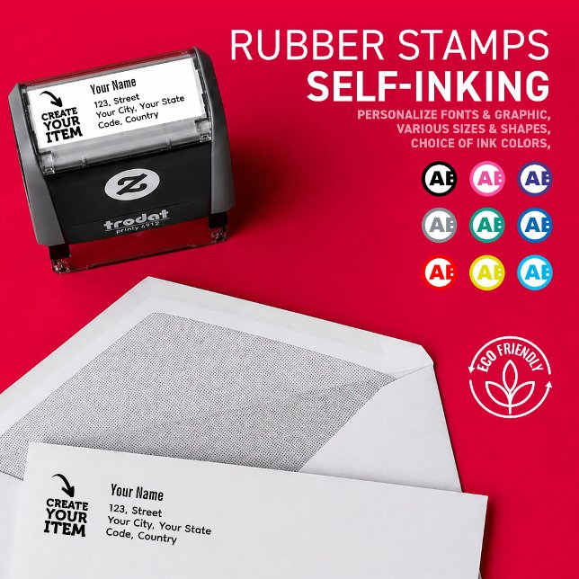 CREATE-YOUR-OWN Minimalist Custom logo address Self-inking Stamp (Create your personalized self-inking stamp, customize & select the fonts, graphics & ink colors!)