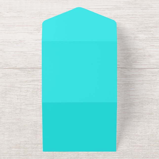 Create your own minimalist cyan all in one invitation (Outside)
