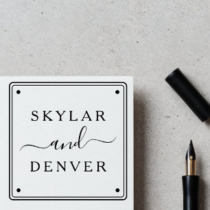 Create Your Own Minimalist Script Couple's Name  Self-inking Stamp