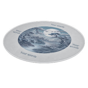 Create Your Own Misty Blue Landscape Cutting Board