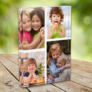 Create Your Own Modern 4 Picture Collage White Photo Block