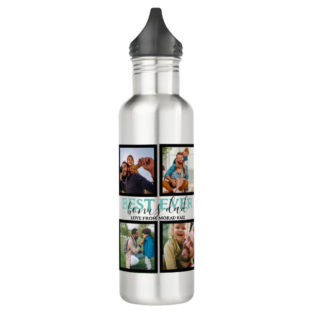 Create your own Modern Bonus Dad 4 Photo Collage 710 Ml Water Bottle (Left)
