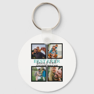 Create your own Modern Bonus Dad 4 Photo Collage Key Ring