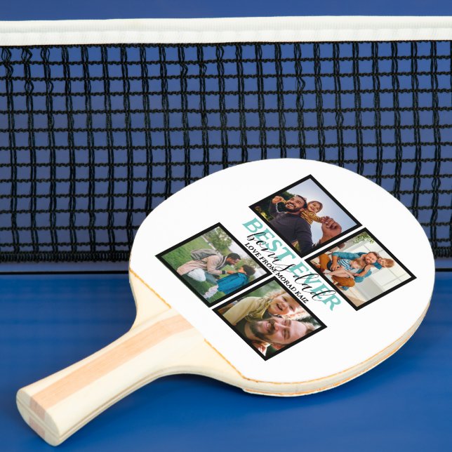 Create your own Modern Bonus Dad 4 Photo Collage Ping Pong Paddle (Insitu)