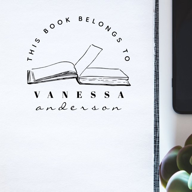 Create Your Own Modern Book Custom Library  Rubber Stamp (Creator Uploaded)