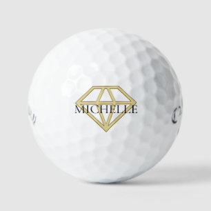 Create your own modern diamond name ladies custom golf balls
