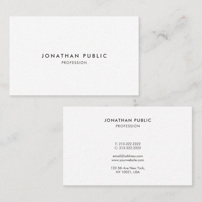 Create Your Own Modern Elegant Minimalist Template Business Card (Front/Back)