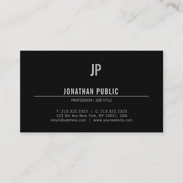 Create Your Own Modern Elegant Monogram Template Business Card (Front)