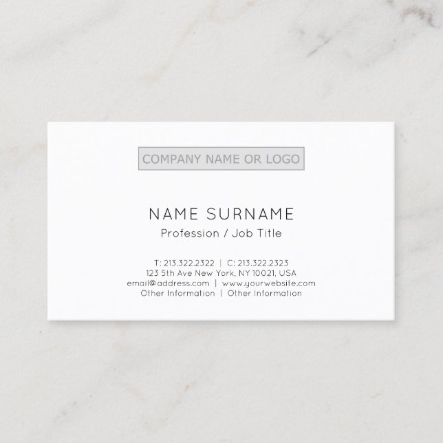 Create Your Own Modern Elegant Simple Template Business Card (Front)