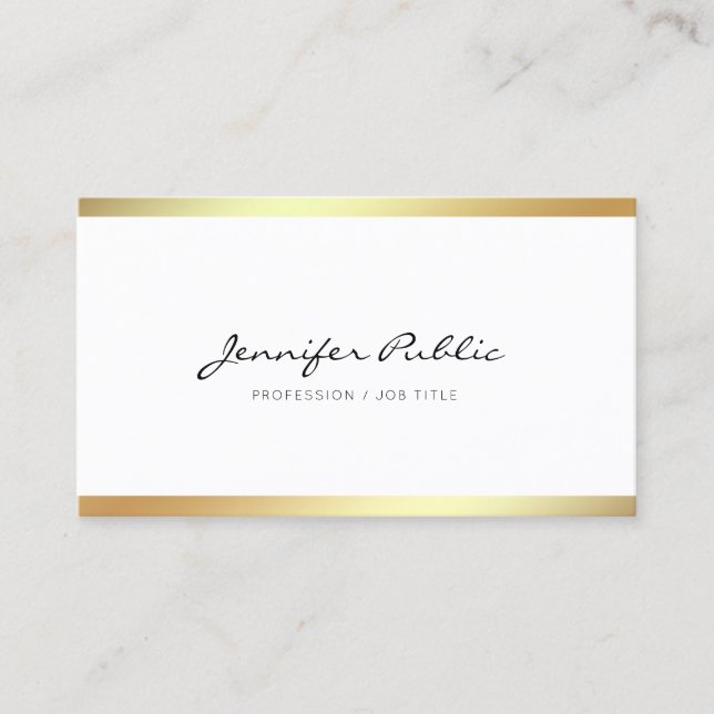 Create Your Own Modern Elegant White Gold Smart Business Card (Front)