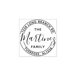 Create Your Own Modern Family Name Return Address Rubber Stamp