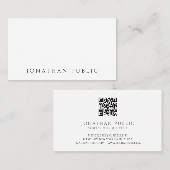 Create Your Own Modern Minimal Scannable QR Code Business Card (Front/Back)