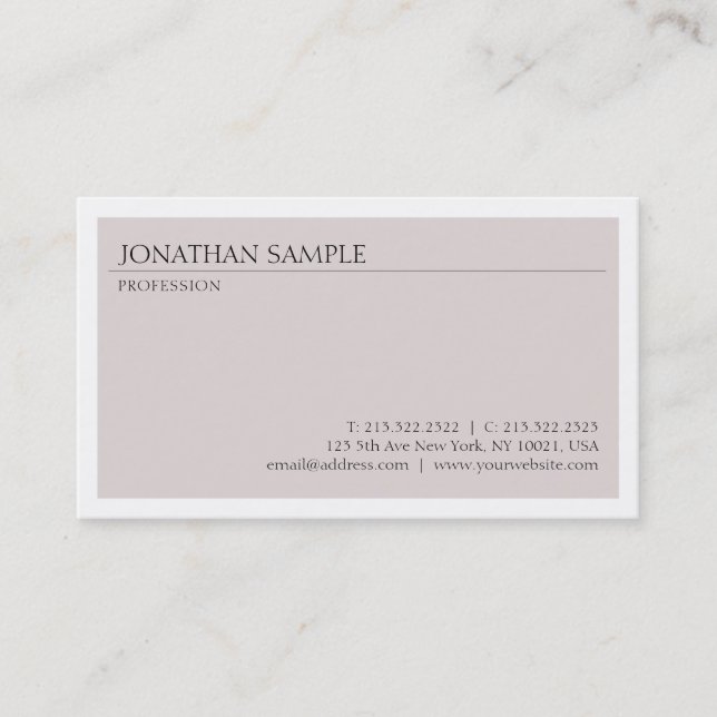 Create Your Own Modern Minimalist Chic Plain Business Card (Front)