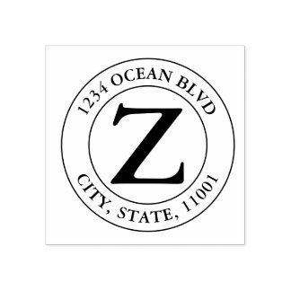 Create Your Own Modern Monogram Family Name Round Rubber Stamp