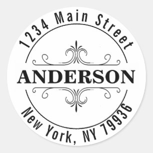 Create Your Own Modern Round Return Address Classic Round Sticker
