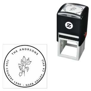 Create Your Own Modern Round Return Address Rubber Self-inking Stamp