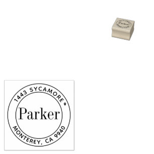 Create Your Own Modern Round Return Address Rubber Stamp