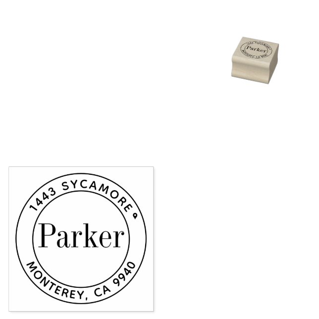 Create Your Own Modern Round Return Address Rubber Stamp (Stamped)