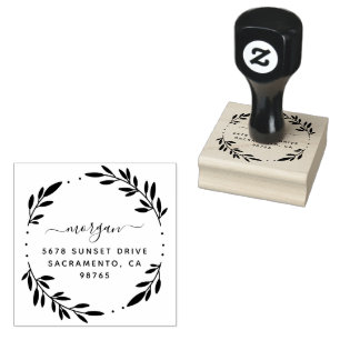 Create Your Own Modern Round Return Address Rubber Stamp