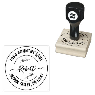Create Your Own Modern Round Return Address  Rubber Stamp
