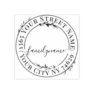 Create Your Own Modern Round Return Address Rubber Stamp