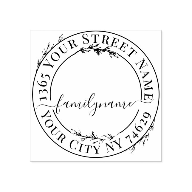 Create Your Own Modern Round Return Address Rubber Stamp (Imprint)