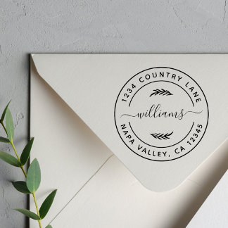 Create Your Own Modern Round Return Address Rubber Stamp