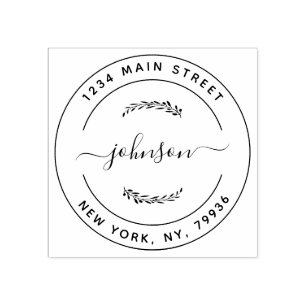 Create Your Own Modern Round Return  Address Rubber Stamp