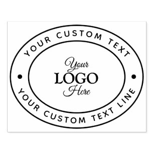 Create Your Own Modern Round Custom Business Logo Rubber Stamp | Zazzle