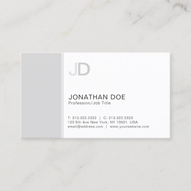 Create Your Own Modern Sophisticated Monogram Business Card (Front)