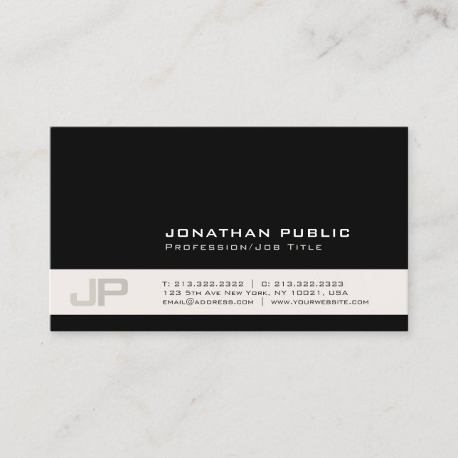 Create Your Own Modern Stylish Colours Monogram Business Card (Front)