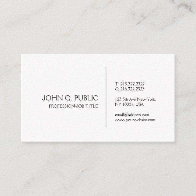 Create Your Own Modern Stylish Sleek Plain Business Card (Front)