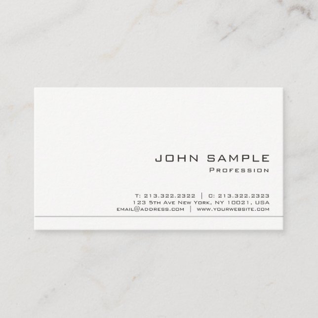 Create Your Own Modern White Matte Chic Business Card (Front)