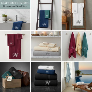 Create Your Own Monogram Colour Match Teal  Bath Towel Set