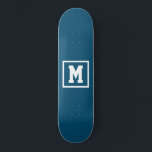 Create Your Own Monogram Template Blue and White Skateboard<br><div class="desc">Create Your Own Monogram Template Blue and White skateboard. Easily add the monogram initial in white colour on a dark background. choose the deck type from the options menu.</div>