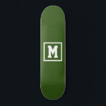Create Your Own Monogram Template Green and White Skateboard<br><div class="desc">Create Your Own Monogram Template Green and White skateboard. Easily add the monogram initial in white colour on a dark background. choose the deck type from the options menu.</div>
