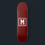 Create Your Own Monogram Template Red and White Skateboard<br><div class="desc">Create Your Own Monogram Template Red and White skateboard. Easily add the monogram initial in white colour on a dark background. choose the deck type from the options menu.</div>