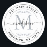 Create Your Own Monogram Wreath Return Address Classic Round Sticker<br><div class="desc">Create Your Own Round Monogram Script Return Address Classic Round Sticker</div>