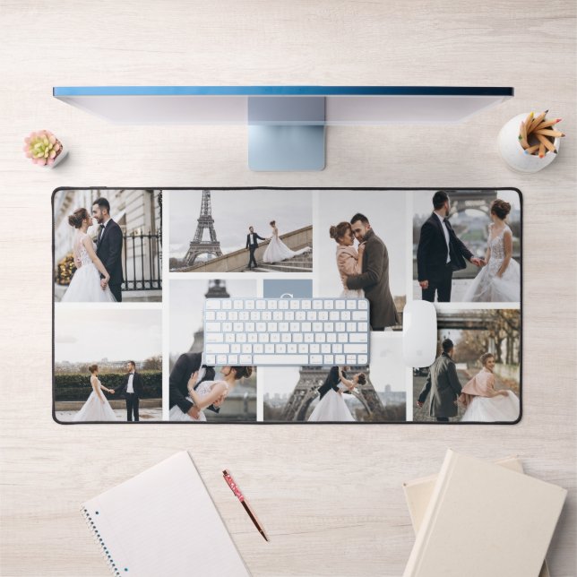 Create Your Own Monogrammed 8-Photo Collage Desk Mat (Office 1)