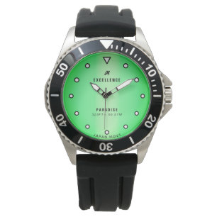 Create Your Own Monogrammed Green Typography Mens Watch