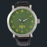 Create Your Own Monogrammed Initials Watch<br><div class="desc">Custom, personalised wrist watch. Easily type in the monogram initials. Create a elegant , custom watch for dad, bride, groom, wife, husband, sister, brother, grandma, grandfather, boyfriend. Makes a great custom gift for mother's day, father's day, birthday, wedding, marriage anniversary, Christmas, holidays, and more. Choose the style of the watch...</div>