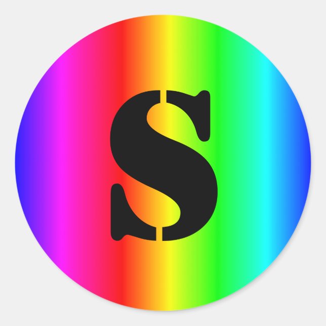 Create Your Own Monogrammed Rainbow Gradient Classic Round Sticker (Front)