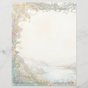 Create Your Own Morning Lake Scenic Ivy Floral Custom Letterhead