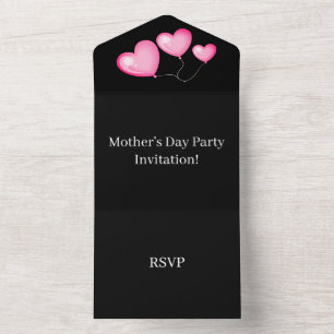 Create Your Own Mother's Day Party RSVP Black  All In One Invitation