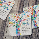 Create Your Own Motivational/Inspirational Quote Square Paper Coaster<br><div class="desc">This unique Paper Coaster is decorated with a multicolored mosaic Tree of Life design.
Add your chosen quote to personalise it. 
Click Customise Further to edit font,  font size and font colour.
Original Mosaic © Michele Davies.</div>